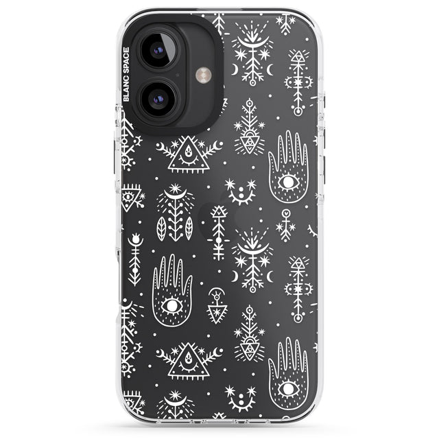 iPhone 16 Pro Max Black Tribal Palms Black Impact Phone Case