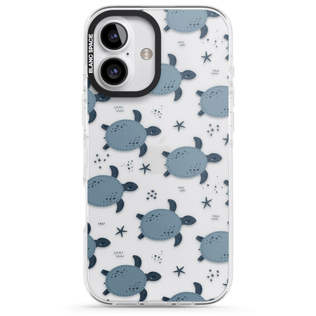 iPhone 16 Pro Max Under The Sea Patterns Sea Turtles (Clear) Black Impact Phone Case