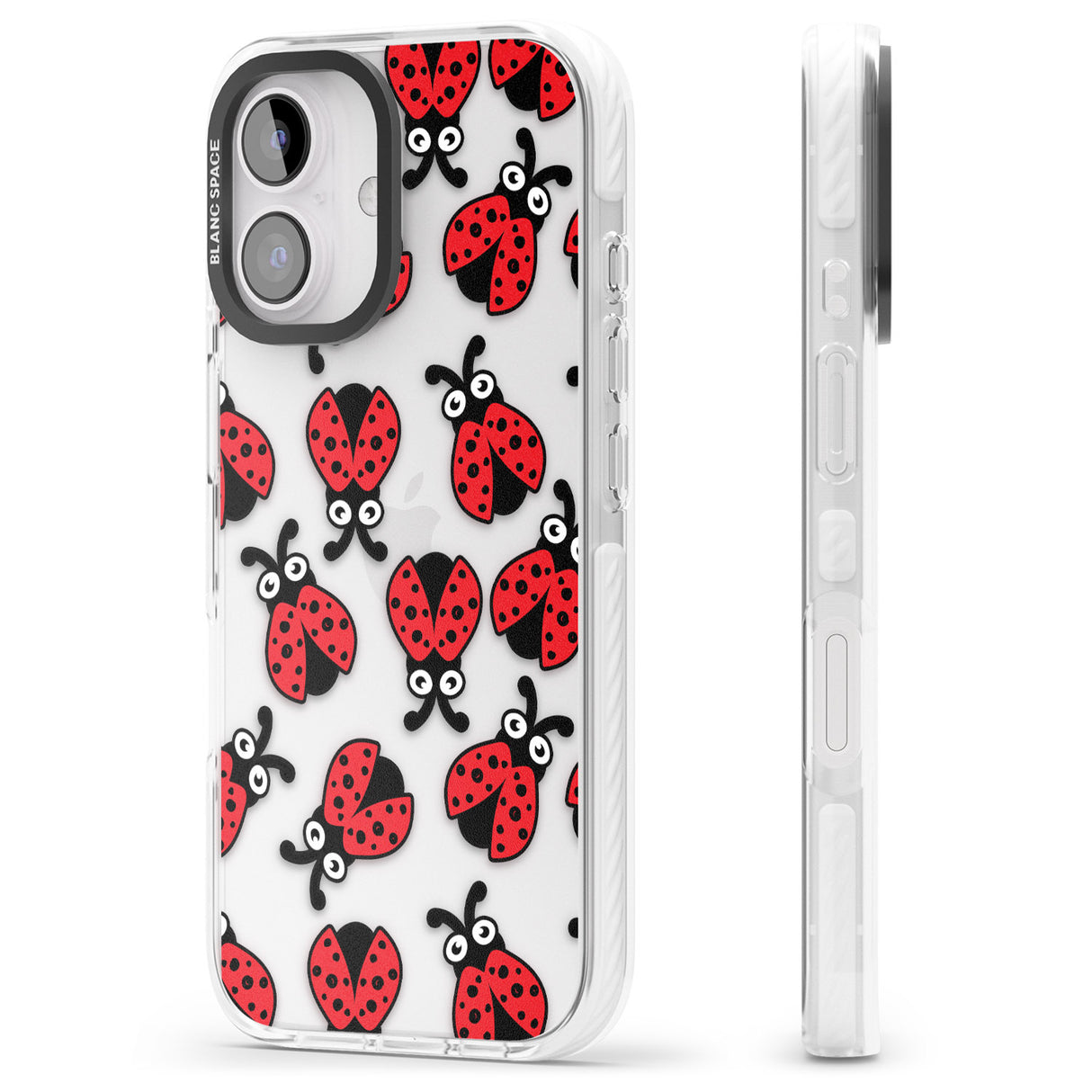 iPhone 16 Pro Max Ladybug Pattern Black Impact Phone Case