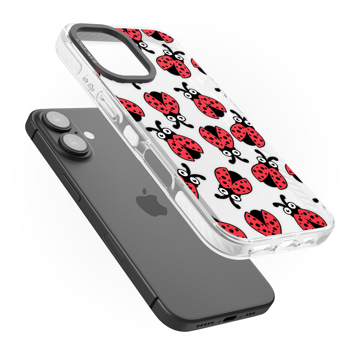 iPhone 16 Pro Max Ladybug Pattern Black Impact Phone Case