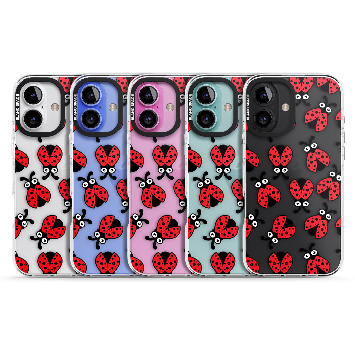 iPhone 16 Pro Max Ladybug Pattern Black Impact Phone Case