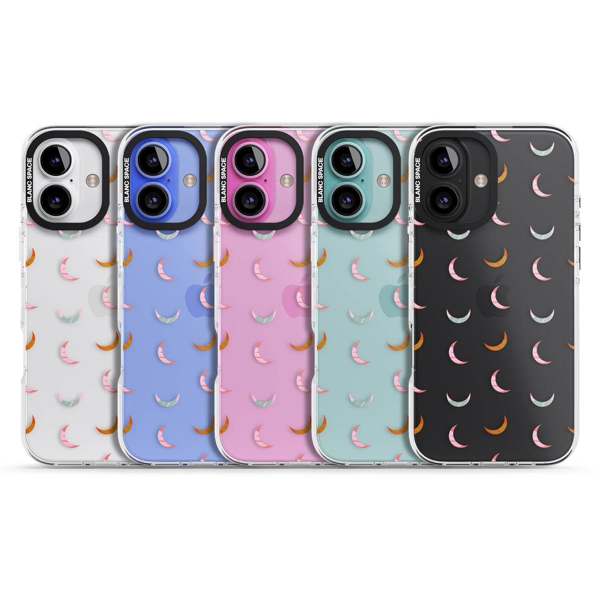 iPhone 16 Pro Max Colourful Crescent Moons Black Impact Phone Case