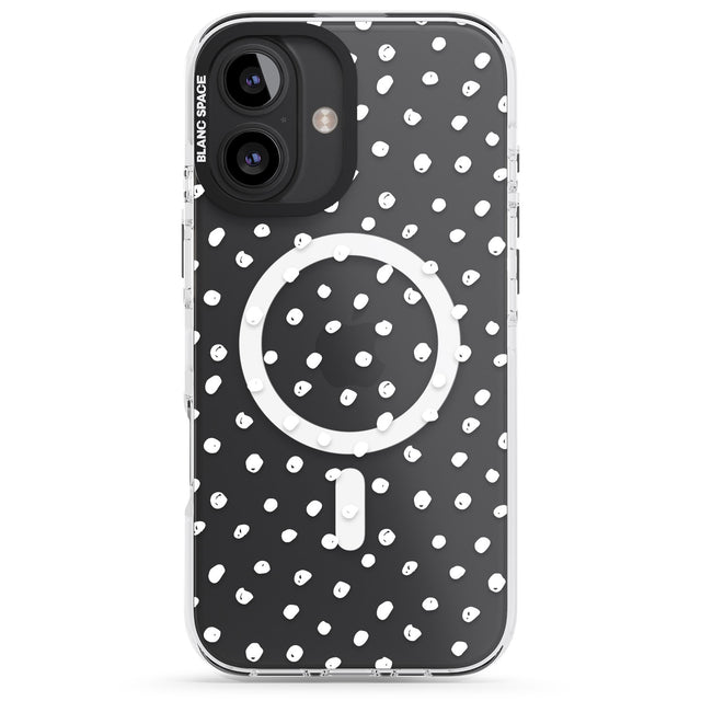 iPhone 16 Pro Max Messy White Dot Pattern Black Impact Phone Case