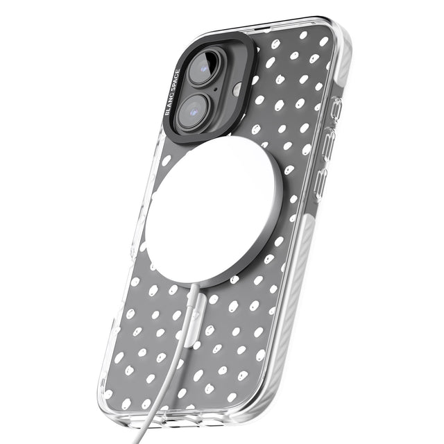 iPhone 16 Pro Max Messy White Dot Pattern Black Impact Phone Case