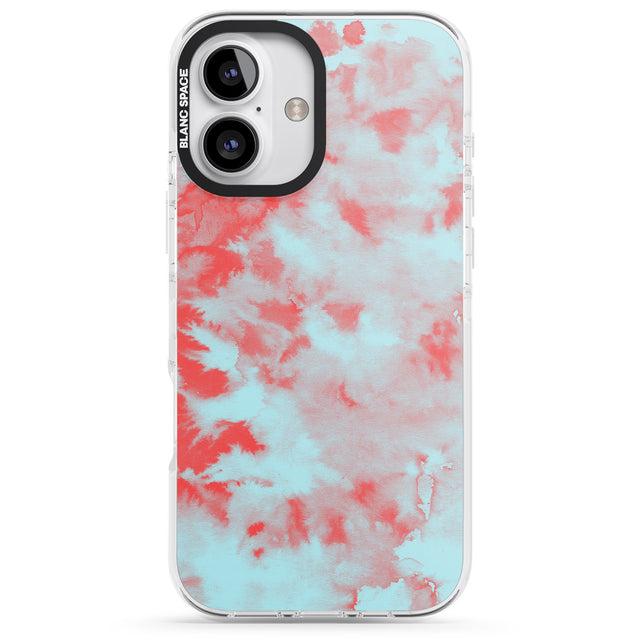 iPhone 16 Pro Max Red & Blue Acid Wash Tie-Dye Pattern Black Impact Phone Case