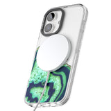 iPhone 16 Pro Max Neon Green & Blue Agate Crystal Transparent Design Black Impact Phone Case