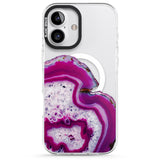 iPhone 16 Pro Max Violet & White Swirl Agate Crystal Clear Design Black Impact Phone Case