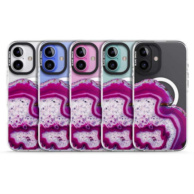 iPhone 16 Pro Max Violet & White Swirl Agate Crystal Clear Design Black Impact Phone Case