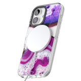 iPhone 16 Pro Max Purple & White Gemstone Crystal Clear Design Black Impact Phone Case