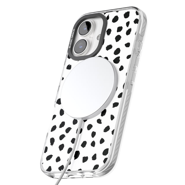 iPhone 16 Pro Max White Dalmatian Print Black Impact Phone Case