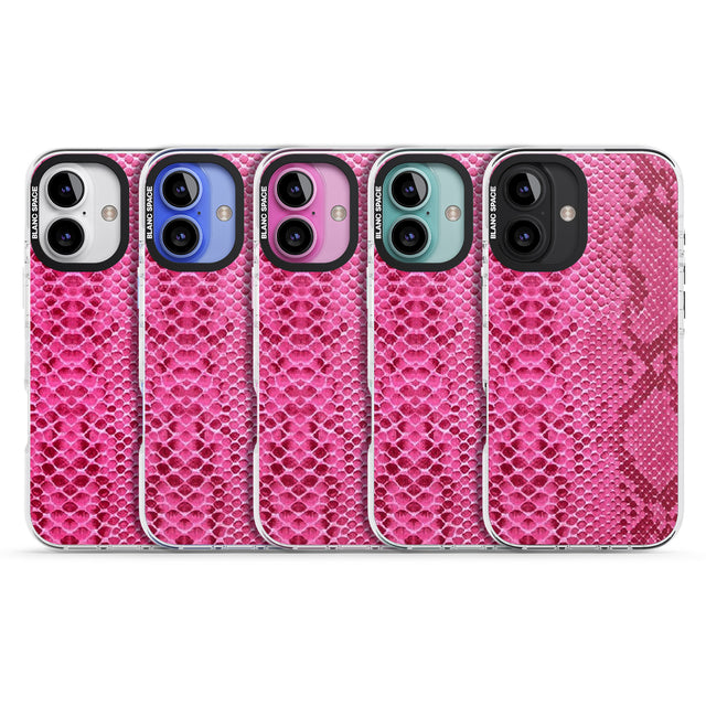 iPhone 16 Pro Max Pink Snakeskin Black Impact Phone Case