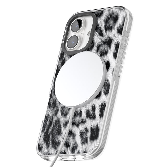 iPhone 16 Pro Max Animal Fur Pattern - Snow Leopard Black Impact Phone Case