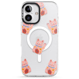 iPhone 16 Pro Max Waving Cat Pattern Black Impact Phone Case