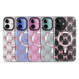 iPhone 16 Pro Max Pink and Blue Cat Pattern Black Impact Phone Case