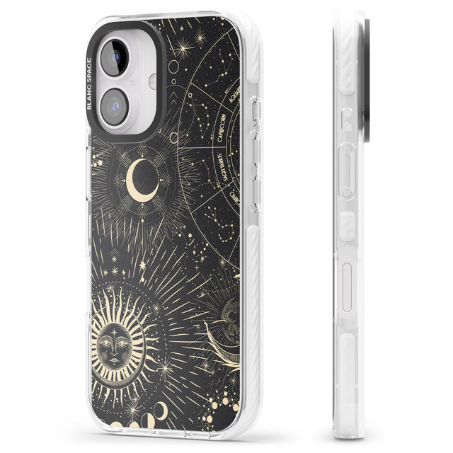 iPhone 16 Pro Max Sun & Symbols Astrological Black Impact Phone Case