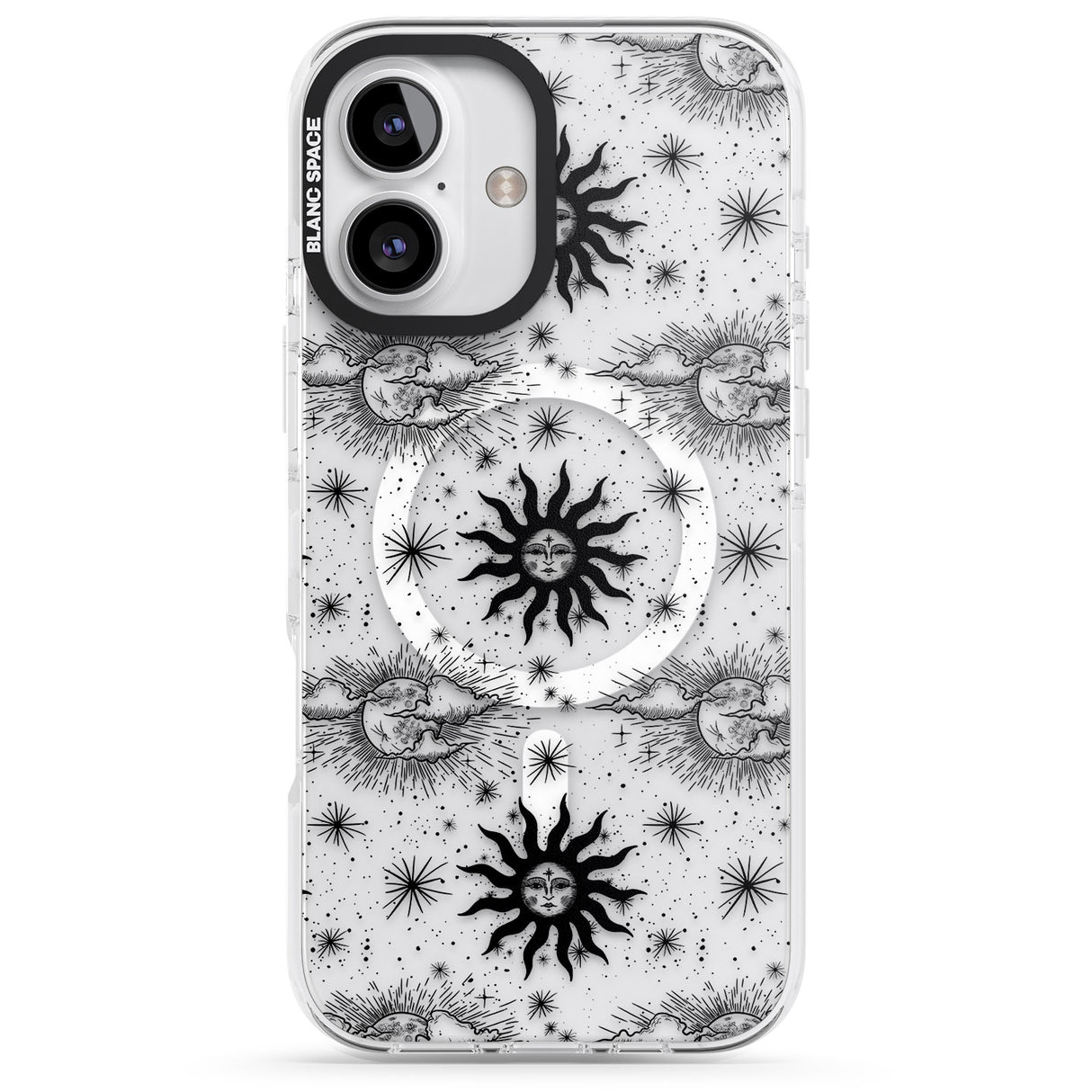 iPhone 16 Pro Max Suns & Clouds Vintage Astrological Black Impact Phone Case