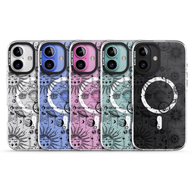 iPhone 16 Pro Max Suns & Planets Vintage Astrological Black Impact Phone Case