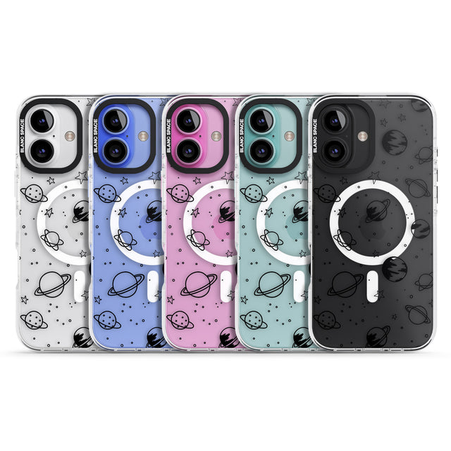 iPhone 16 Pro Max Cosmic Outer Space Design Black on Clear Black Impact Phone Case