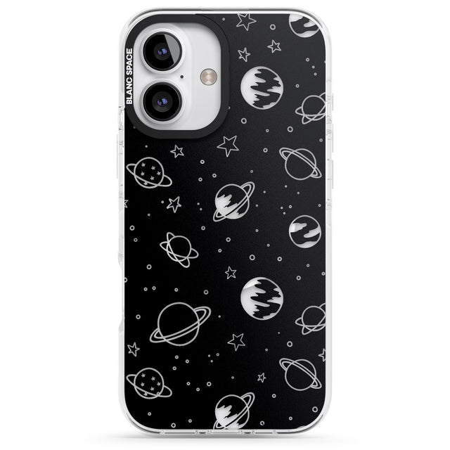 iPhone 16 Pro Max Cosmic Outer Space Design Clear on Black Black Impact Phone Case