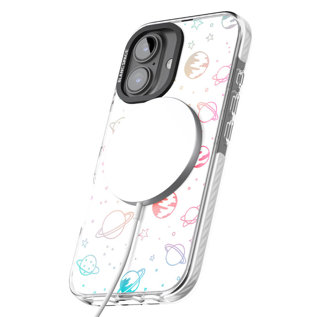 iPhone 16 Pro Max Cosmic Outer Space Design Pastels on White Black Impact Phone Case