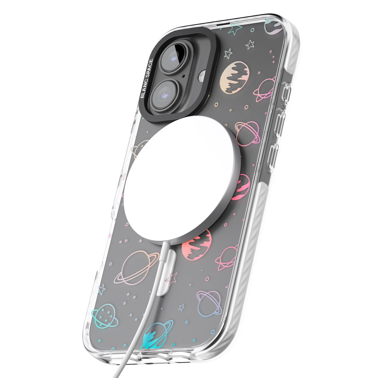 iPhone 16 Pro Max Cosmic Outer Space Design Pastels on Clear Black Impact Phone Case