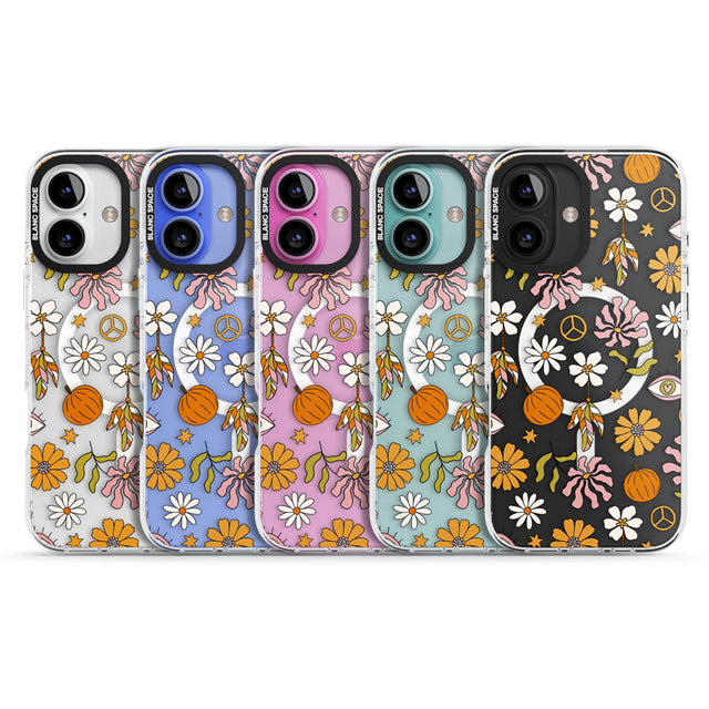 Retro Boho Fall Floral Impact Magsafe Phone Case for iPhone 16, iPhone 16 Plus