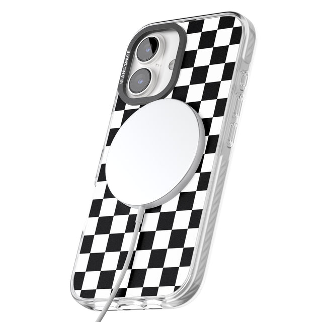 iPhone 16 Pro Max Black Checkered Black Impact Phone Case