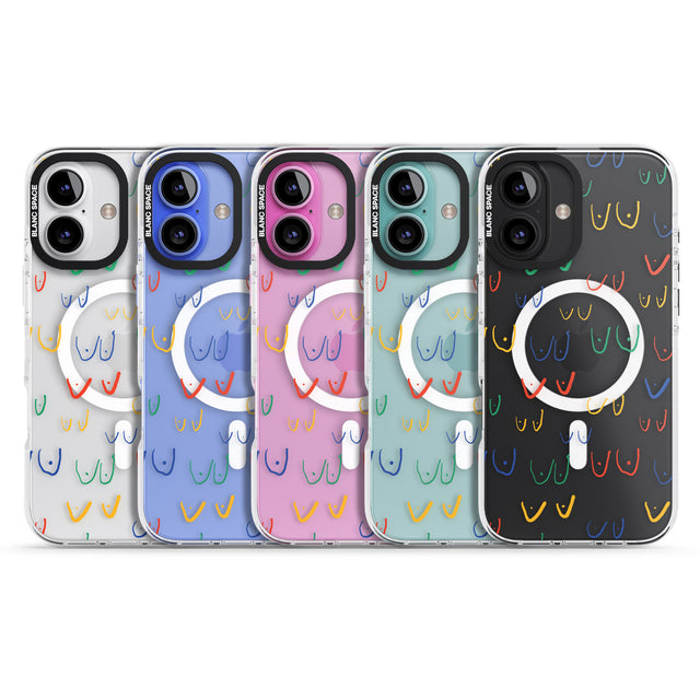 iPhone 16 Pro Max Free the boob (Mixed Colours) Black Impact Phone Case