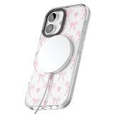 iPhone 16 Pink Bows & Hearts Clear Impact Phone Case