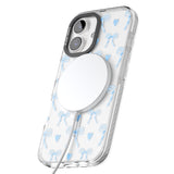 iPhone 16 Blue Bows & Hearts Clear Impact Phone Case