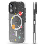 iPhone 16 Pro Max Cute Cartoon Planets (Clear) Black Impact Phone Case