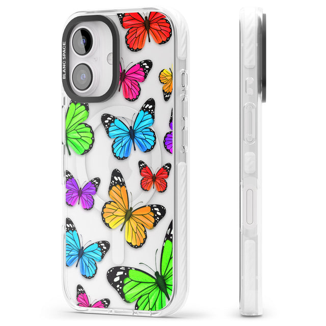 iPhone 16 Pro Max Vibrant Butterflies Black Impact Phone Case