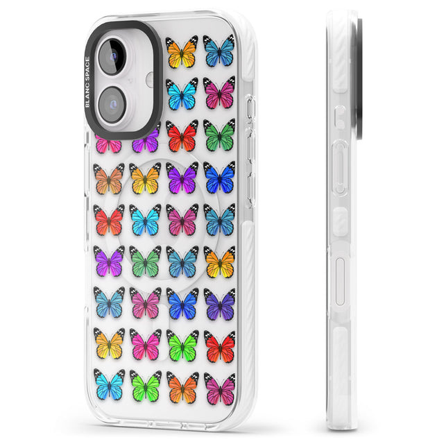 iPhone 16 Pro Max Colourful Butterfly Pattern Black Impact Phone Case