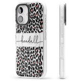 iPhone 16 Pro Max Personalised Pink & Cursive Leopard Spots Black Impact Phone Case