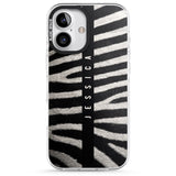 iPhone 16 Pro Max Personalised Zebra Print Black Impact Phone Case