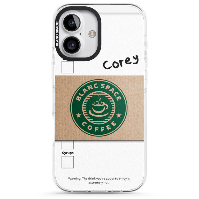 iPhone 16 Pro Max Personalised Coffee Cup Black Impact Phone Case