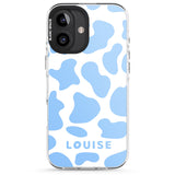 iPhone 16 Pro Max Personalised Blue and White Cow Print Black Impact Phone Case