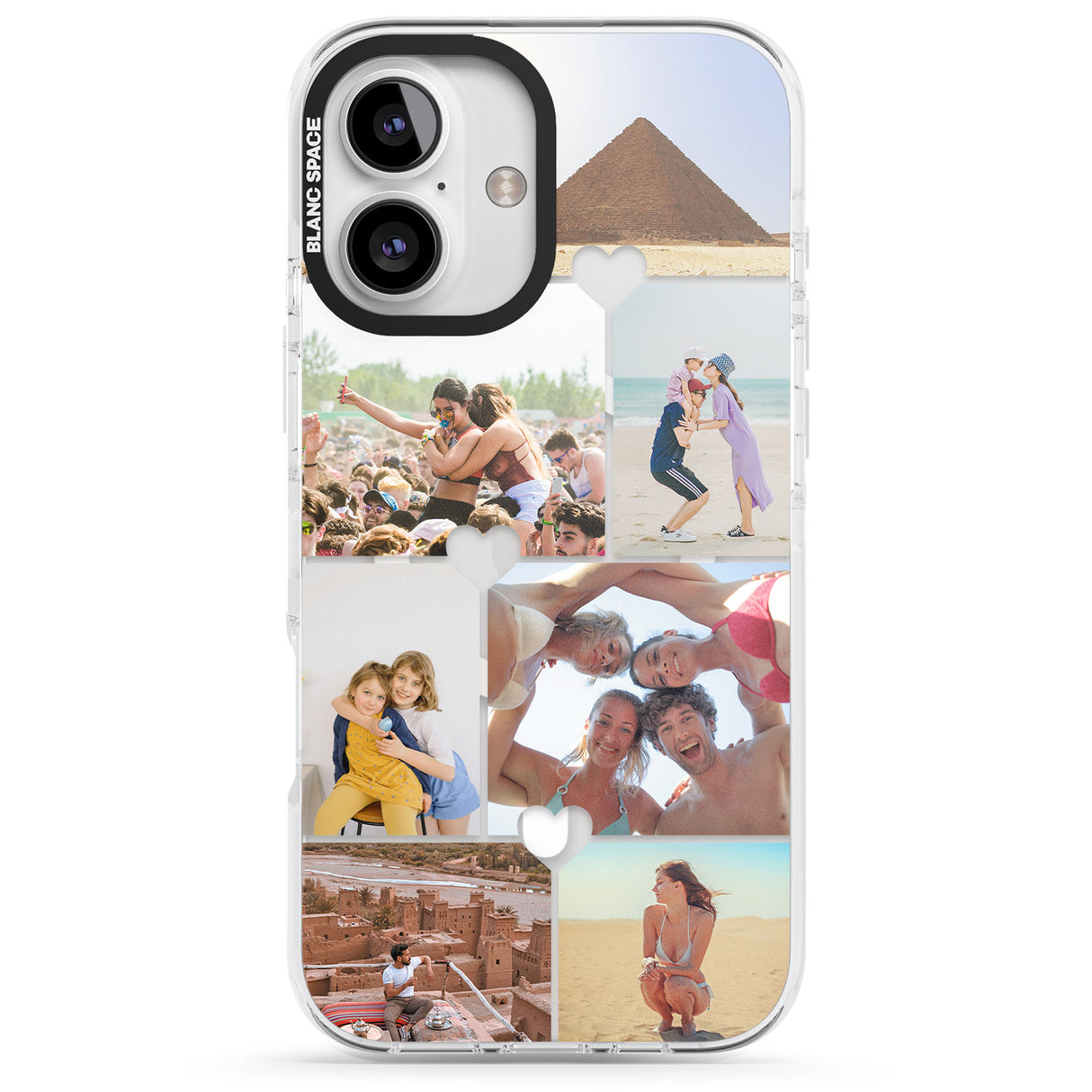 iPhone 16 Pro Max Personalised Heart Photo Grid Black Impact Phone Case