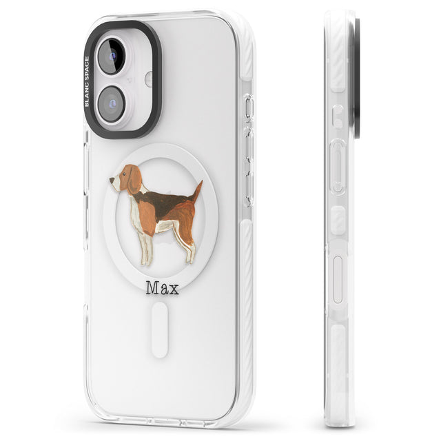 iPhone 16 Pro Max Personalised Hand Painted Beagle Black Impact Phone Case