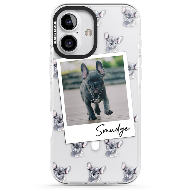 iPhone 16 Pro Max Personalised French Bulldog, Grey - Dog Photo Black Impact Phone Case