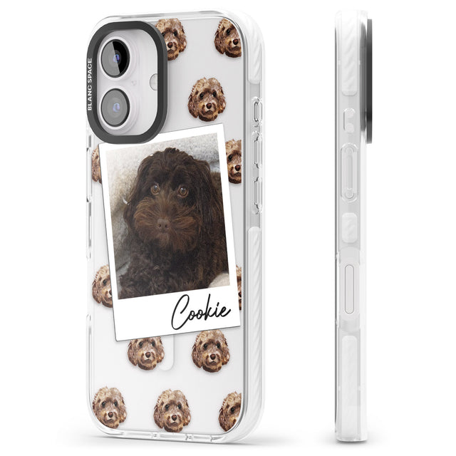 iPhone 16 Pro Max Personalised Cockapoo, Brown - Dog Photo Black Impact Phone Case