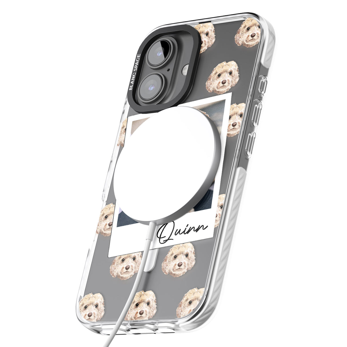 iPhone 16 Pro Max Personalised Cockapoo, Cream - Dog Photo Black Impact Phone Case