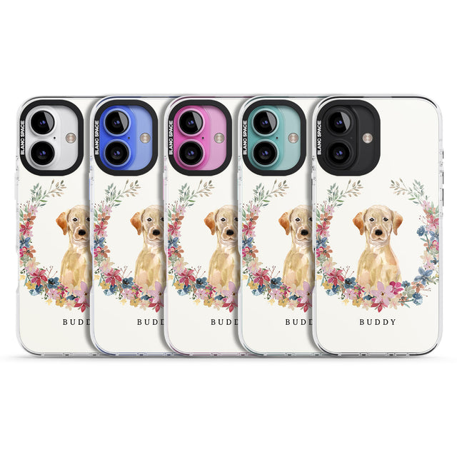 iPhone 16 Pro Max Personalised Yellow Labrador Retriever Dog Portrait Black Impact Phone Case