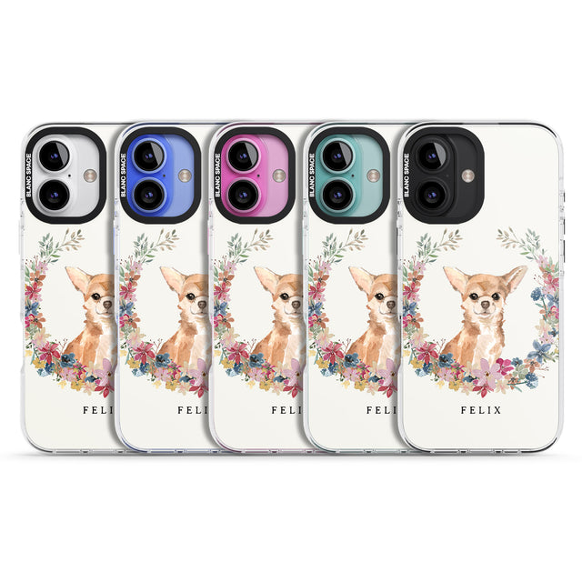 iPhone 16 Pro Max Personalised Chihuahua - Watercolour Dog Portrait Black Impact Phone Case