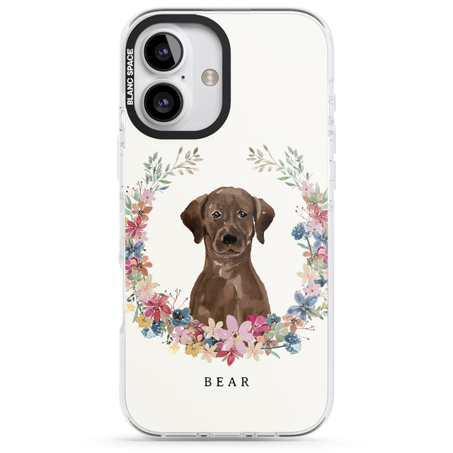 iPhone 16 Pro Max Personalised Chocolate Lab - Watercolour Dog Portrait Black Impact Phone Case