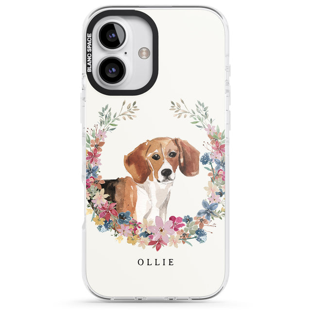 iPhone 16 Pro Max Personalised Beagle - Watercolour Dog Portrait Black Impact Phone Case