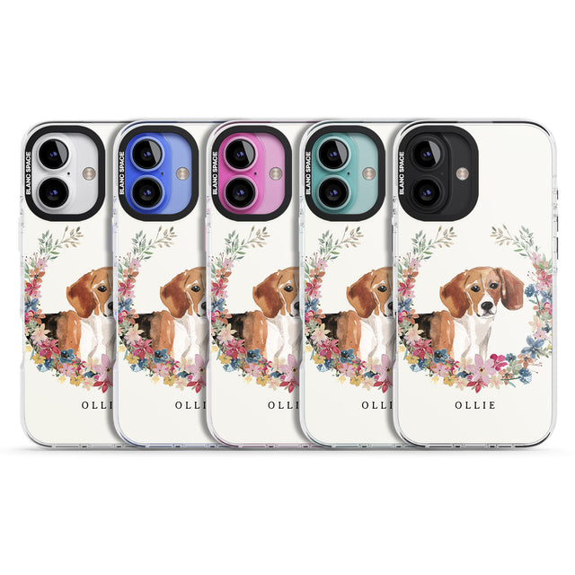 iPhone 16 Pro Max Personalised Beagle - Watercolour Dog Portrait Black Impact Phone Case