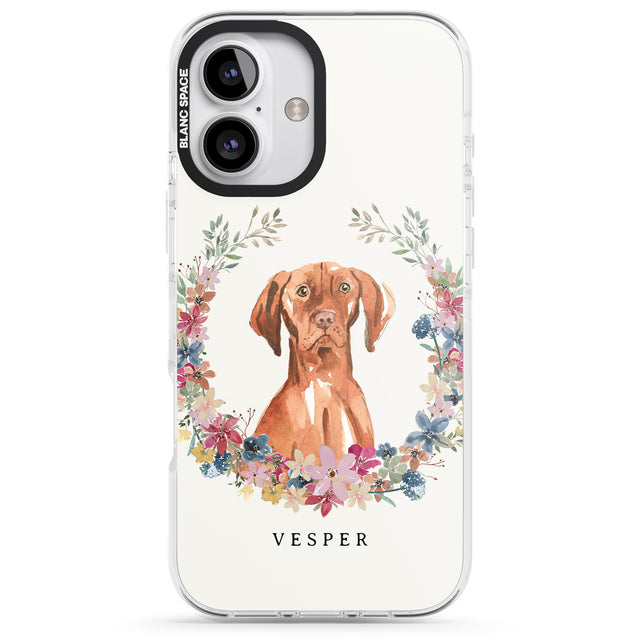 iPhone 16 Pro Max Personalised Hungarian Vizsla - Watercolour Dog Portrait Black Impact Phone Case