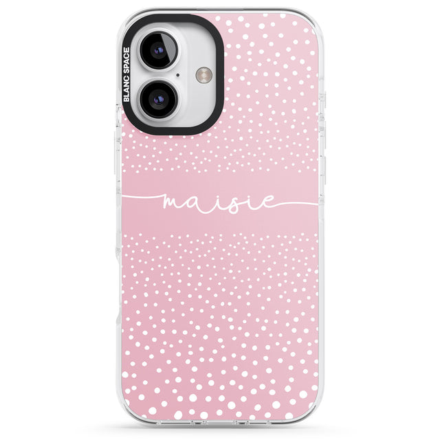 iPhone 16 Pro Max Personalised Pink Dots Black Impact Phone Case