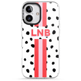 iPhone 16 Pro Max Personalised Polka & Pink Stripe Black Impact Phone Case